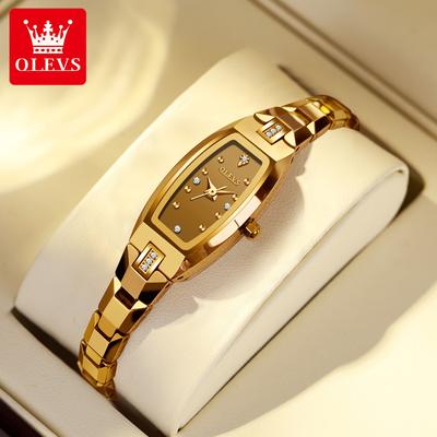 Watches Diamond Set Compact Tungsten Vintage Tonneau Quartz Ladies Watch