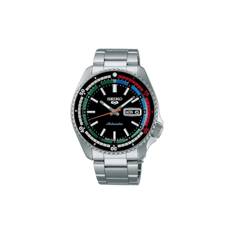 SEIKO 100 meters waterproof Automatic Steel Strap for men and women black dial SBSA221 чёрный
