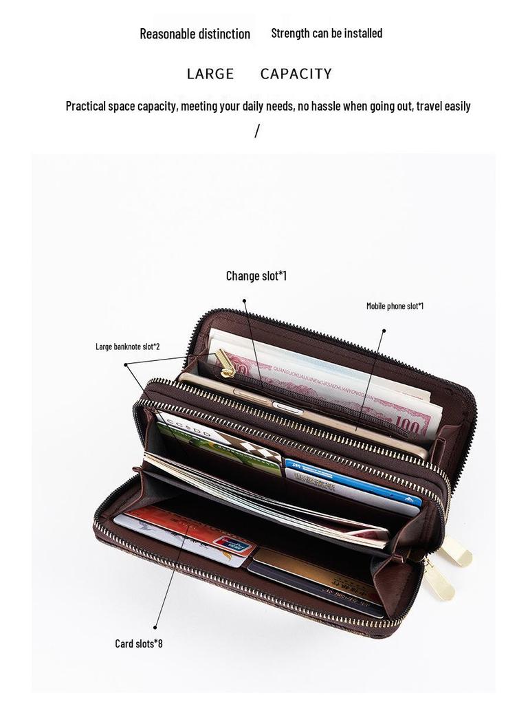 Women's Large Capacity Plaid Double Zipper Clutch with Multi-Card Slots (2025 Design)