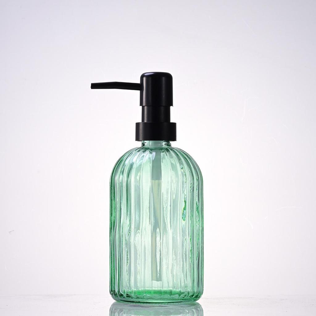 Nordic Large Capacity Vertical Stripe Glass Bottle for Hand Sanitizer, Shampoo, or Shower Gel