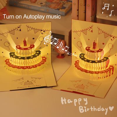 3D Birthday Card Pop-Up Greeting Card with Musical Lights Happy Birthday Card