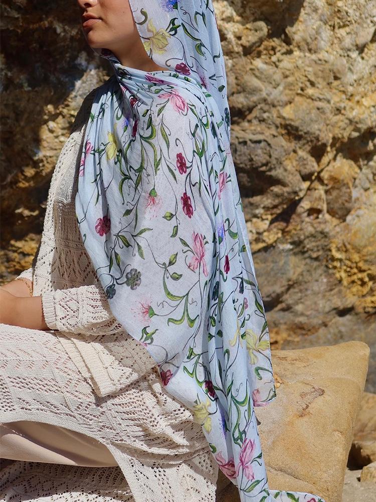 

1 шт. Рамадан Хиджаб для женщин Леопардовый принт Богемный Акварельный Мягкий Мусульманский Хиджаб Цветочный Дышащий Платок Шарф Головной убор