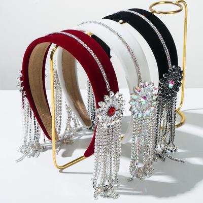 Sparkly Hair Chain Headband with Crystal Tassel Rhinestone Headpiece Bling Hair Accessories for Wedding Bridal Girls