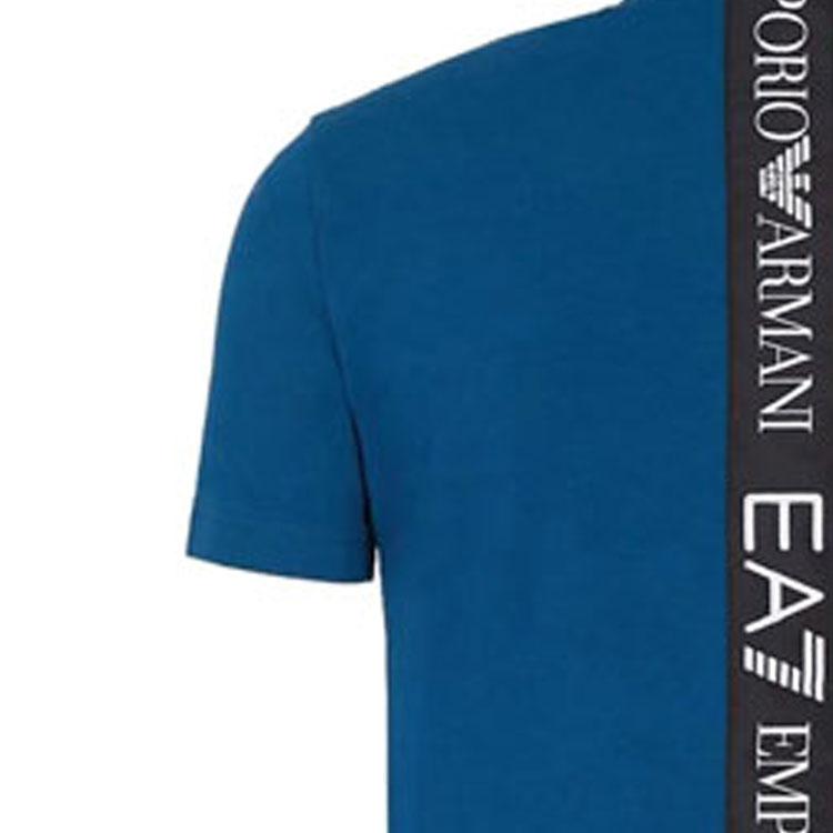 Emporio Armani EA7 SS22 Letter Print Crew Neck Short Sleeve T-Shirt Men Tops Navy-Blue 6HPT11-PJ03Z-15460