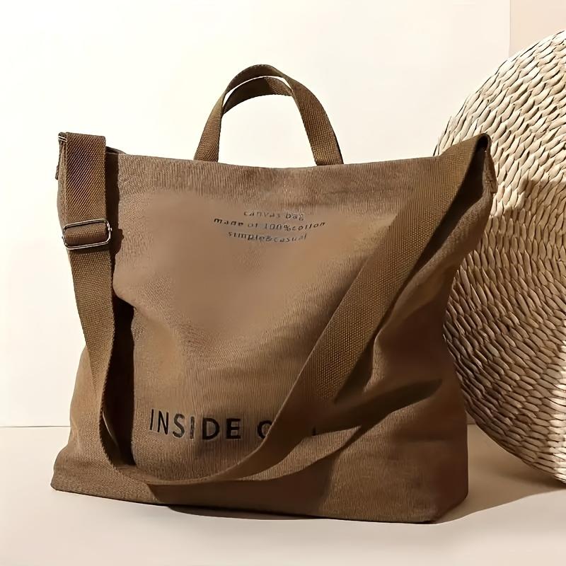 Casual Large Capacity Fashionable Shoulder Bag High-quality Canvas Washable Non Fading Letter Printed Zipper Handbag Adjustable Shoulder Strap