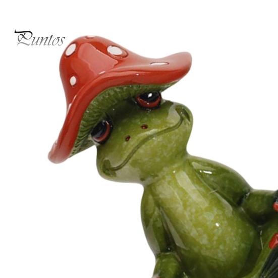 Lustige Schreibtischdekorationen Yoga-Pilz Frosch Figur, Kreative Harzstatue, Niedliche Sitzende Dekoration Grünes Ornament für Zuhause Büro Regal Tischplatte Dekoration