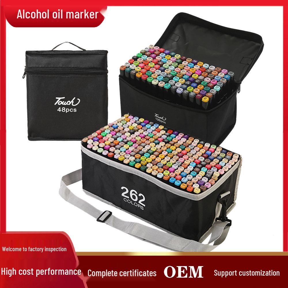 Double-Headed Children's Art Brush Marker - Alcohol Oil-Based, Black Rod, for Graffiti & Watercolor