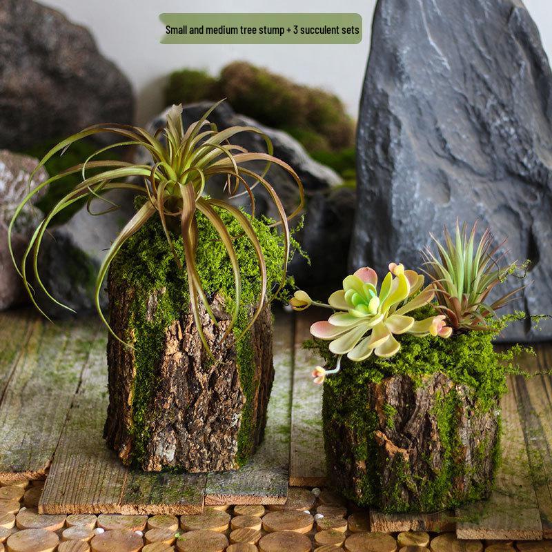 Forest Style Artificial Tree Stump with Moss Bark - Kindergarten and Country Style Decorative Ornament, Perfect for Landscaping or Inserting Flowers.