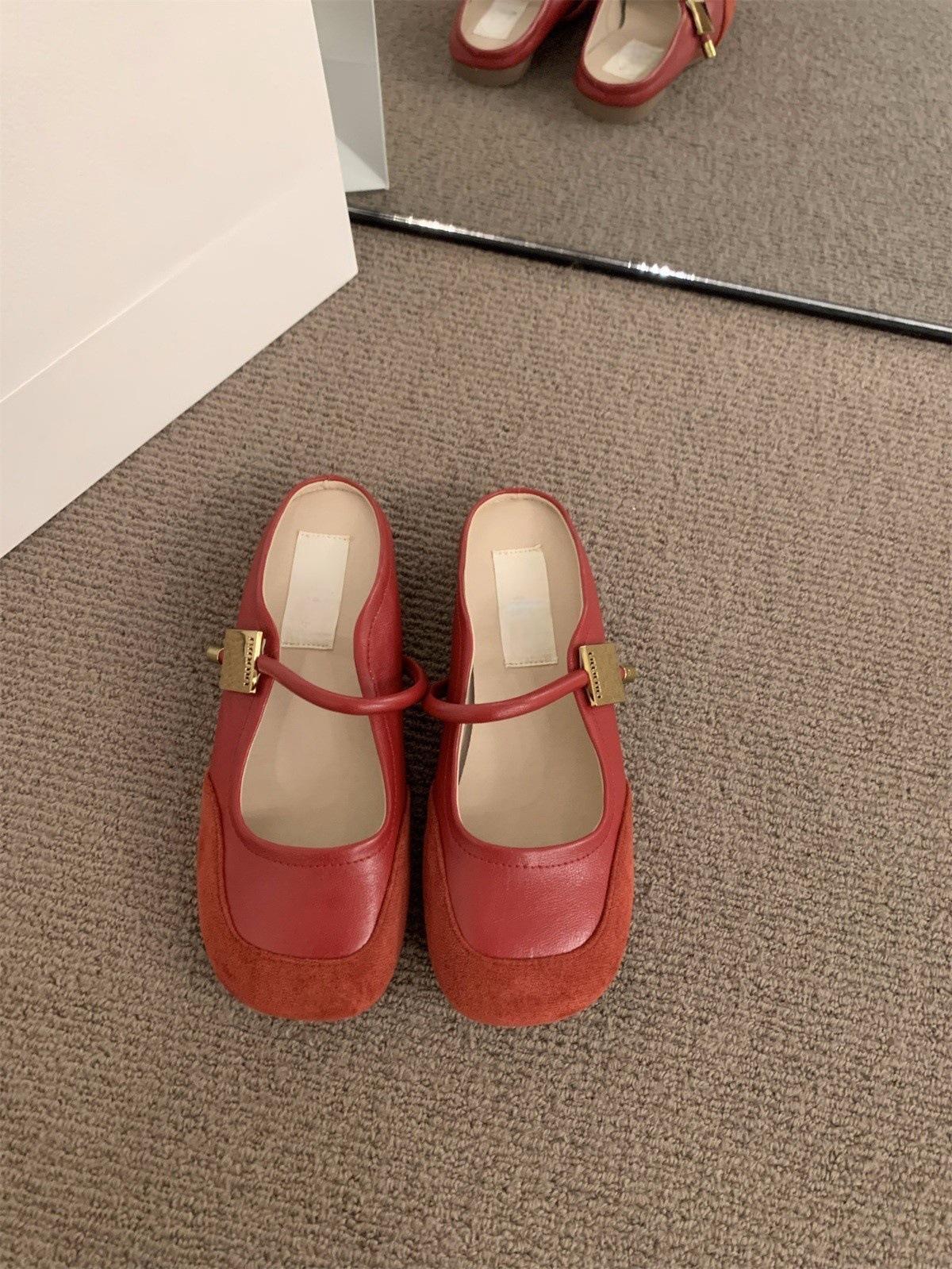 

Французские туфли-полусабо с плоской подошвой, с маленькой ароматной сумкой на подъеме, женская обувь, носить 2025, новые летние сандалии-полуподносы Мэри Джейн 35