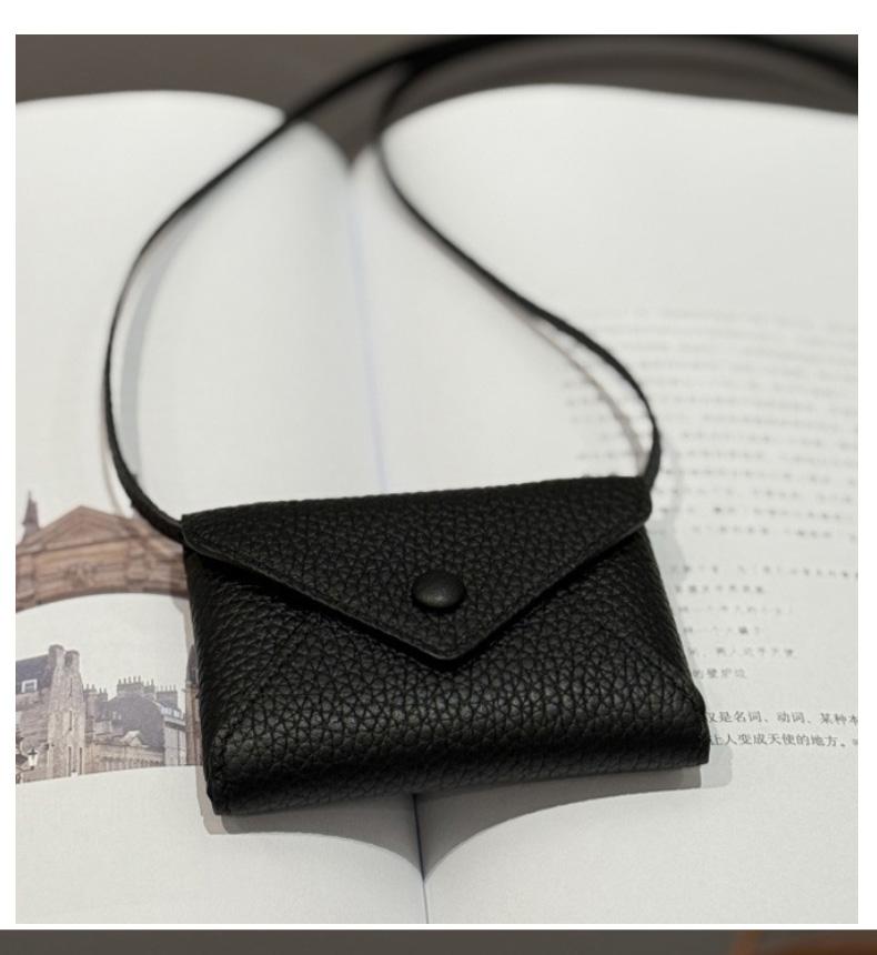 Genuine Leather Mini Crossbody Bag for Women Envelope Style Phone Purse чёрный