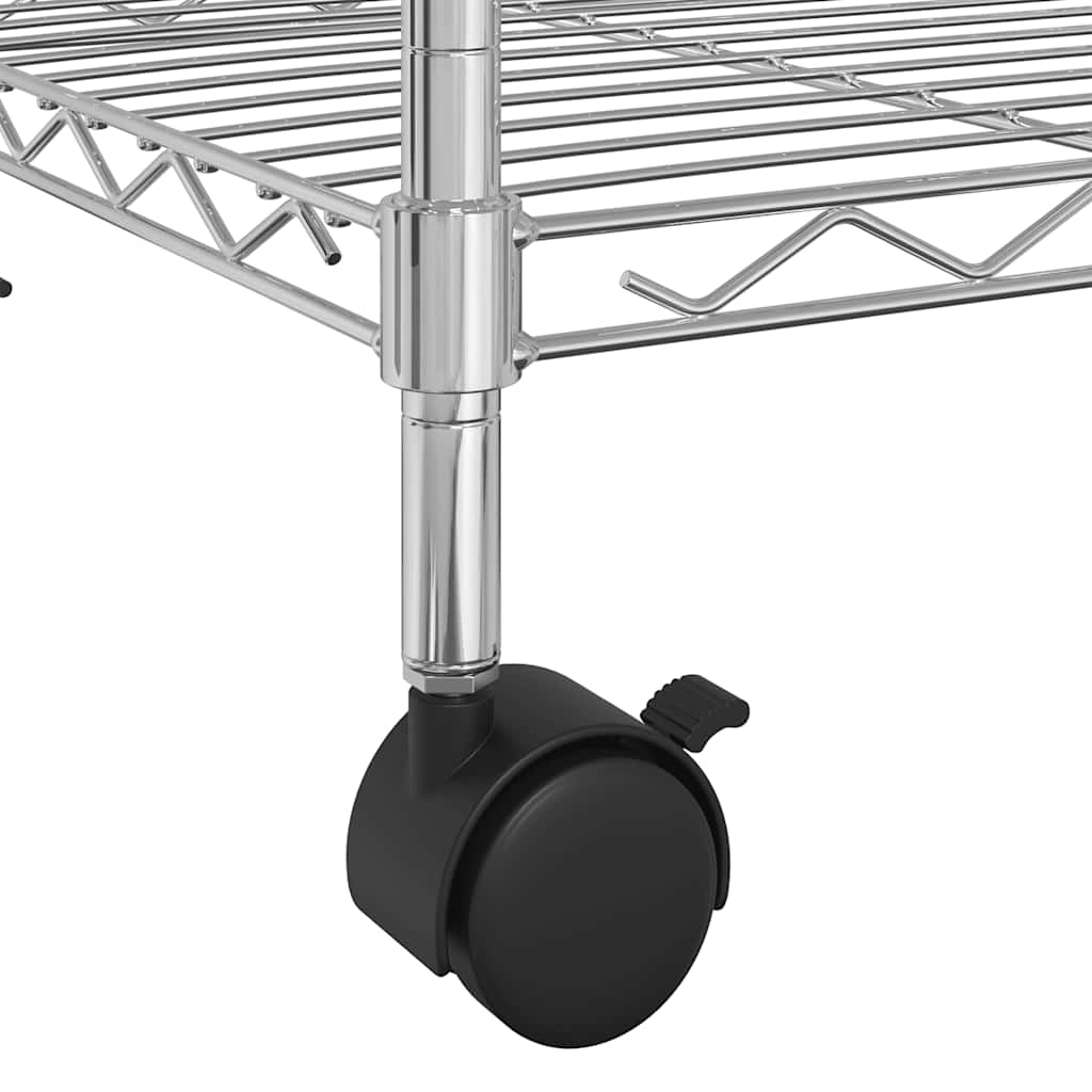5 Shelf Mobile Storage Rack with Casters 75 x 35 x 155 cm Chrome Finish 250 kg Capacity