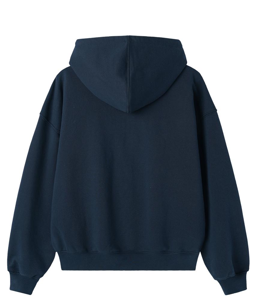 Openyard(Oy) Satin Patch Hoodie Zip Up - Navy