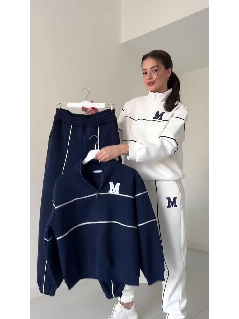 2024 Autumn Color Block Sporty Fashion Loose Set