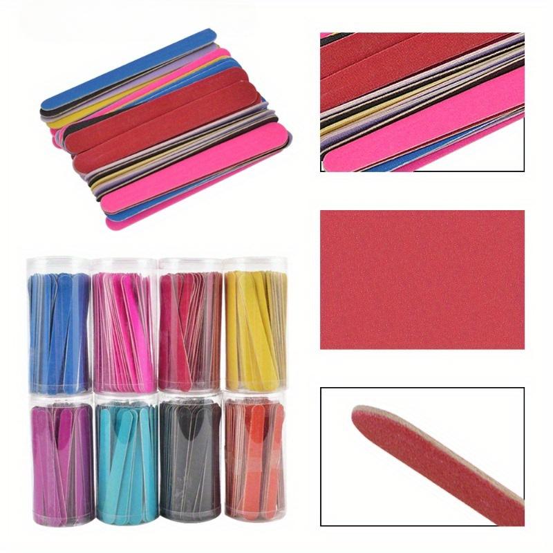 80pcs Nail File Set Grit Double Sided Wooden Emery Boards Barrel Packaging Nail Products Canned Wooden Files with Storage Barrel