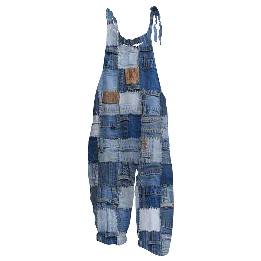 Women's Jumpsuit Sunflower Striped Print Summer Casual Loose Retro Jumpsuit