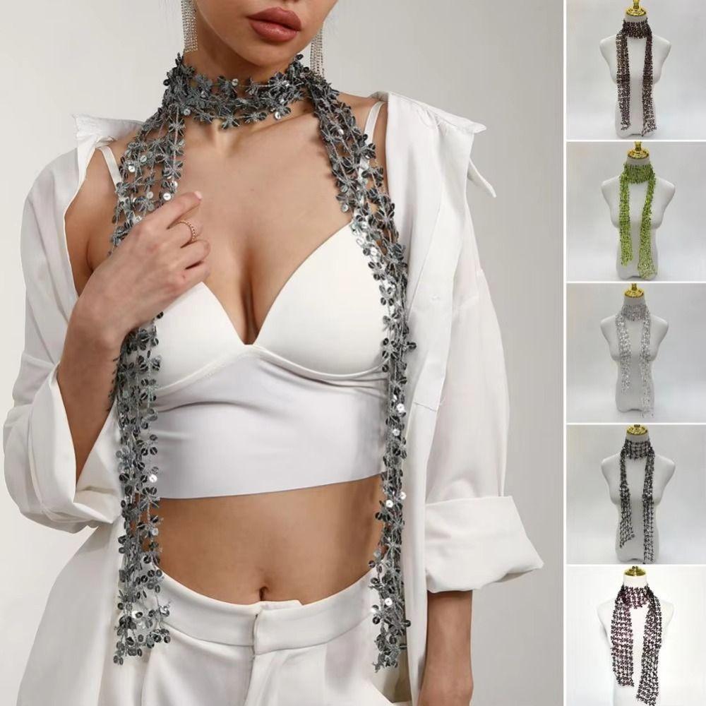 Hollow Belly Dancing Scarf Shiny Sparkling Hair Accessory Sequin Scarf Belly Dancing Belt