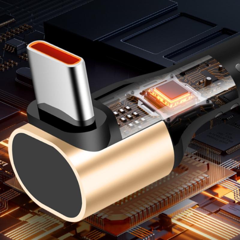 66W USB C Fast Charging Short Cable Braided Nylon 90 Degree Right Angle for Power Bank Outdoor