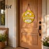 Wall Hanging Ornament for Living Room Wooden Daisy Welcome Sign Front Door, Rustic Farmhouse Decor Floral Art with Hemp Rope, Wood Plaque Home