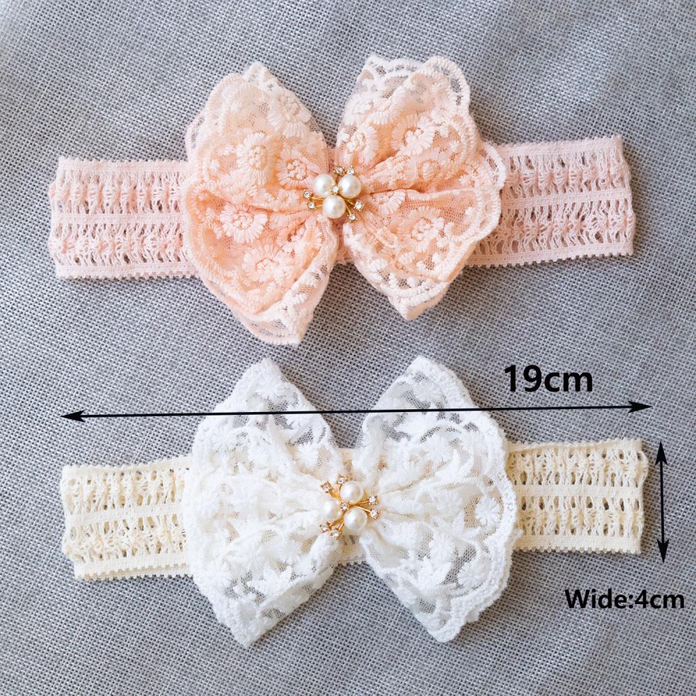Niedliches Spitzenstickerei Schleifen Stirnband Für Prinzessin Baby Mädchen Einfarbig Schleife Elastizität Haarband Luxus Kopfschmuck Geschenke