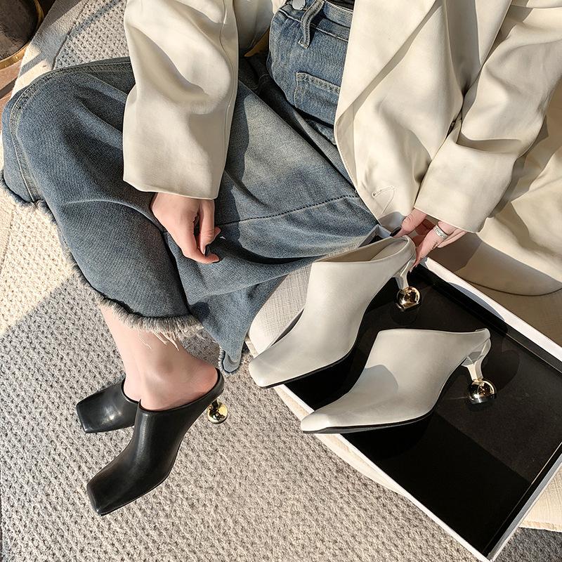 Lazy with New Wine Glass and Feet Antique Summer Skirt Muller Shoes Are Not Tired Medium High Heels Women's Bag Head Drag 2025