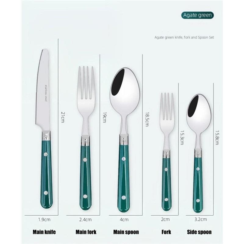 20-Piece Set-304 Thickened Stainless Steel Silverware Cutlery Set Steak  And Fork Spoon Dessert Tea Spoon Fruit Fork (Blue)