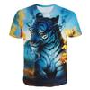 Men O Neck Short Sleeve Tops Man Tiger Animal Pattern Summer 3D Digital Print T Shirt Plus Size