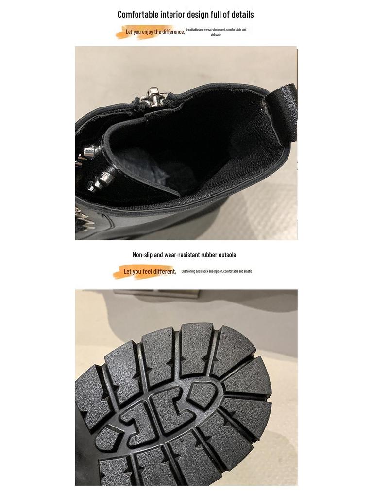 Bottines motardes courtes à lacets pour femmes Automne/Hiver 2025 avec semelle compensée