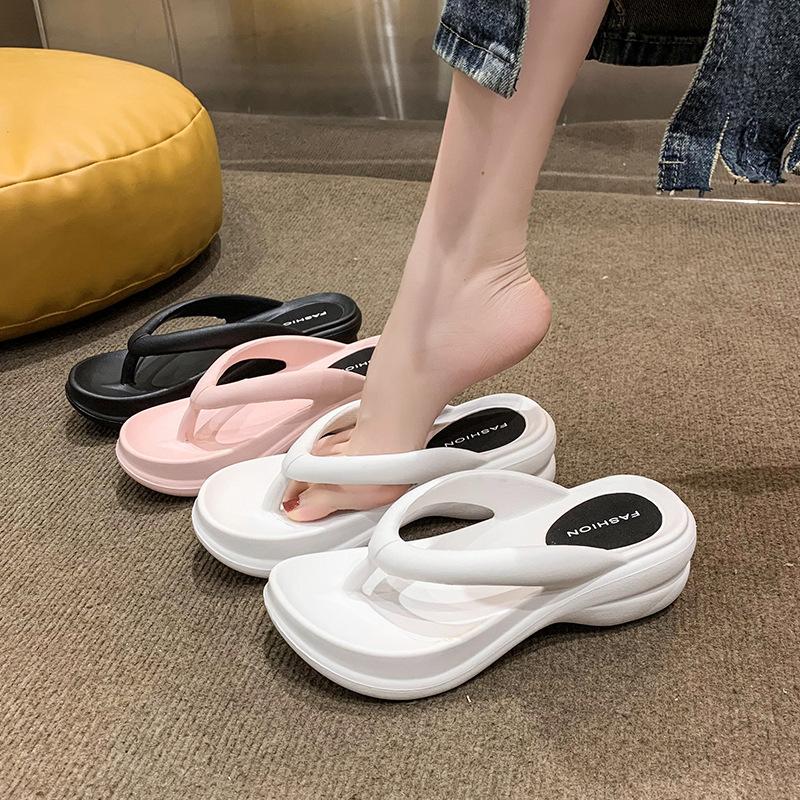 Lightweight Flip-Flops Women's Home Slippers Sandals Solid Color Thick Bottom Shower Slippers Women's EVA One Piece Non-Slip Bathroom Slippers