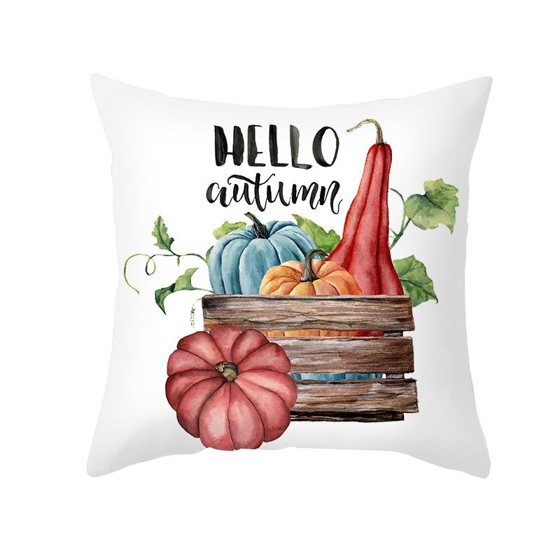 

New Autumn Thanksgiving Pillow Cover Peach Skin Polyester Printed Pumpkin Harvest Pillow Home Pillow Cover 45 * 45Cm (without pillow core)