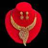 24K Vergoldetes Dubai Halsketten- und Ohrring-Set mit Retro-Filigran-Blattdesign