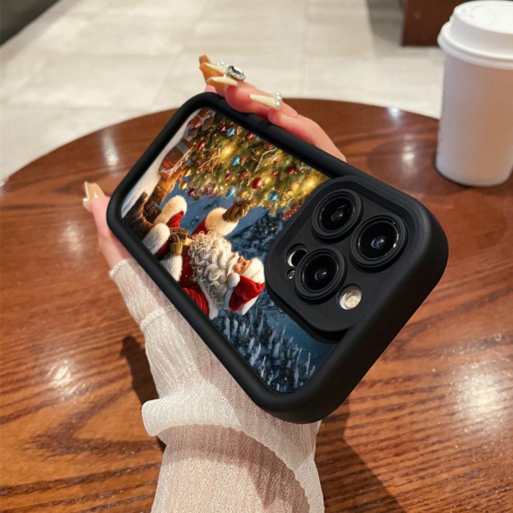 N105 Christmas Happy New Year Art Soft Angel Eyes Phone Cases for iPhone 16 15 14 13 11 Pro Max 8 7 6s Plus 12 Mini XR XS Max SE Shockproof Cover