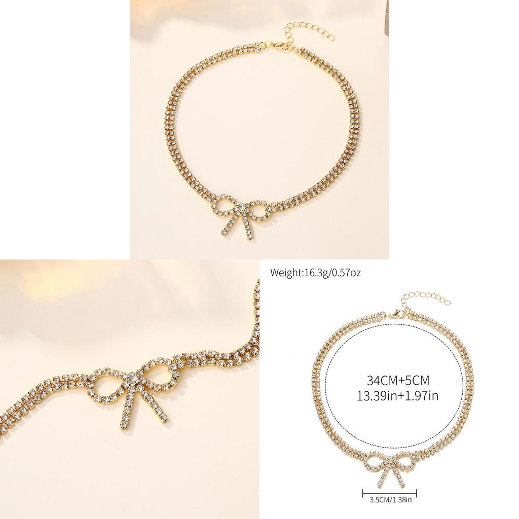 Alloy Butterfly Bow Necklace For Women With Multilayer Design And Elegant Pendant