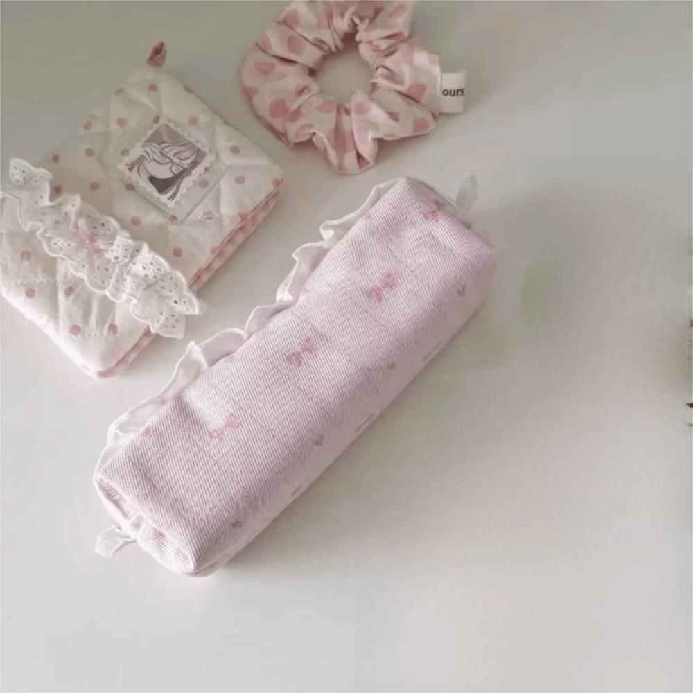 Lace Pencil Case Bow Stationery Organizer Makeup Bag Pen Bag Go To School