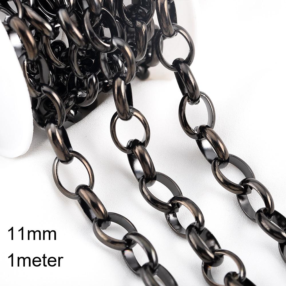 2meter 1meter Black Plated Chain for Men Punk Jewelry Making Necklace Stainless Steel Trend Link Chain Chunky Chain DIY Bracelet