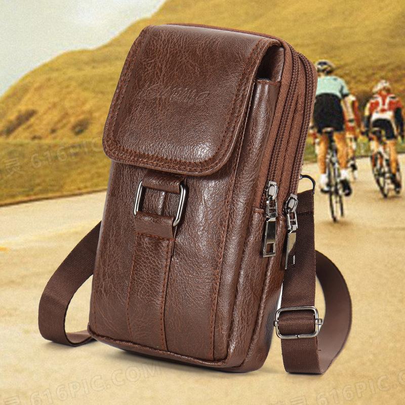 Retro Everyday Waist Bag Waterproof PU Leather Chest Bag withMultiple Pockets Adjustable Strap forPhone&Essentials Vintage Style