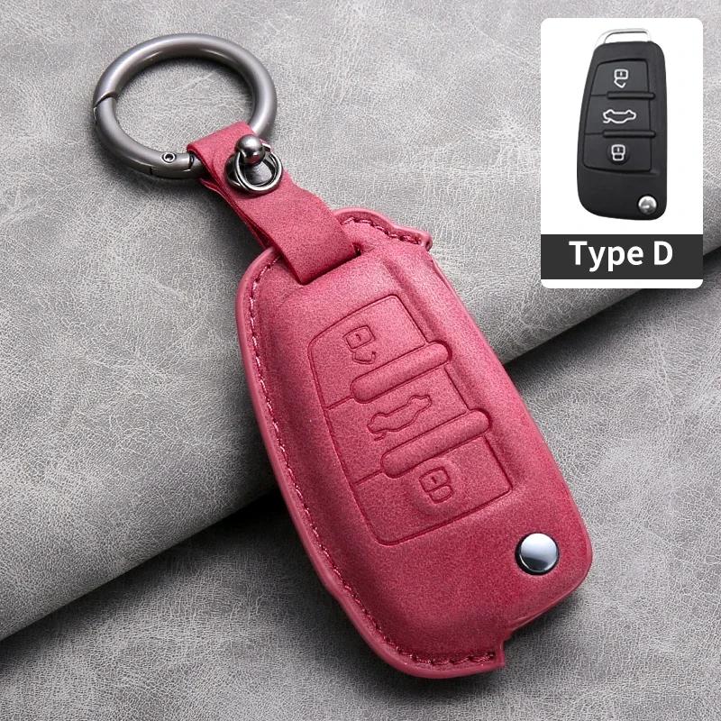 Car Key Case Cover For A1 A3 A6 A6L Q2 Q3 Q7 TTS R8 S6 RS3 Leather Car Key Shell Accessories