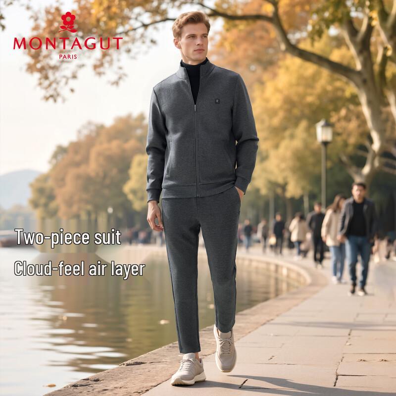 MONTAGUT Men's Casual Sport Tracksuit with Stand-Collar Sweatshirt