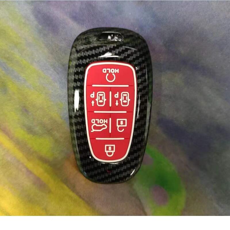 Carbon Fiber Abs +Silicone Car Key Fob Case Cover For Hyundai Solaris Sonata Hybrid Nexo Nx4 New Grand Santa Fe Tucson