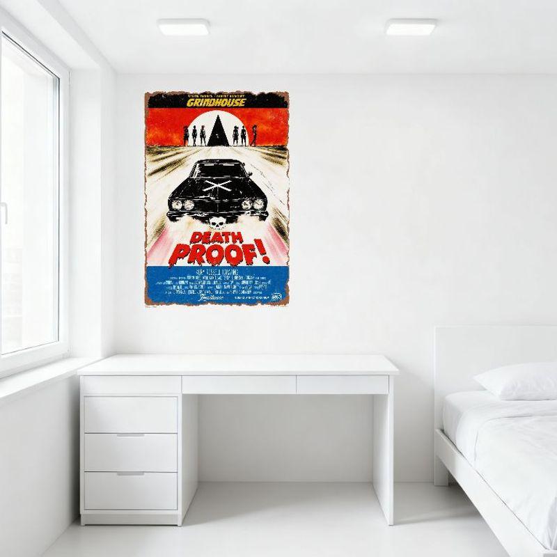 Vintage Death Proof Grindhouse Movie Metal Tin Sign Retro Horror Film Wall Plaque for Bar Club Home Decor