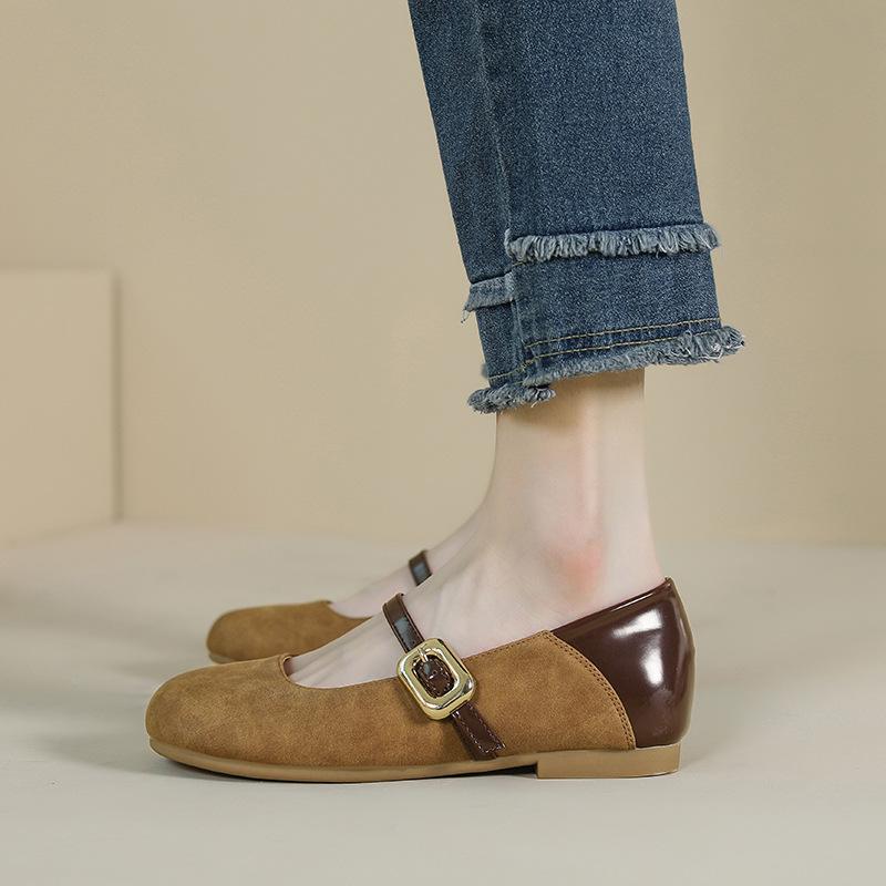 

Yuexinwang genuine leather flat shoes for Huizhou women s shoes Su Yinyin, the same flat shoes for children, pregnant women wearing soft-soled Doudou 41 коричневий