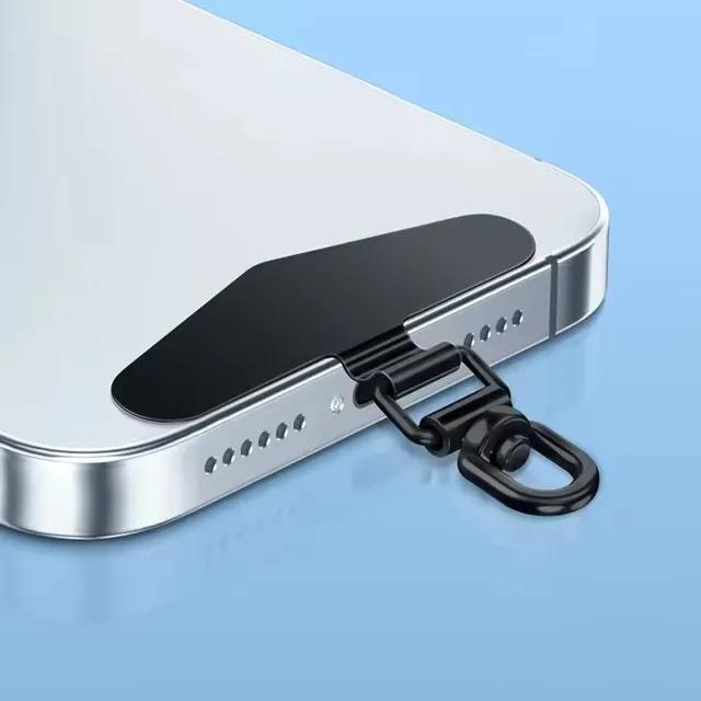 

Застежка-ремешок для телефона из нержавеющей стали, вращающаяся на 360°, сверхтонкий зажим для подвешивания мобильного телефона, сменная металлическая прокладка чёрный