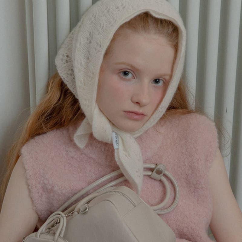 

mellotory 100% cashmere crochet shawl muffler (ivory) ivory