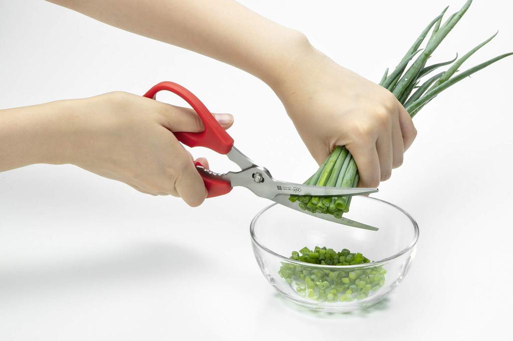 Green Bell Stainless Steel Kitchen Scissors Red Made in Japan All Islands 22cm Pull-Cut SJ-K120