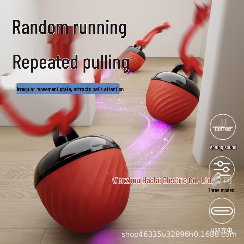 

Electric Intelligent Bouncing Ball for Dogs - Durable Self-Play Toy New Striped Large Capacity Dog Ball червоний