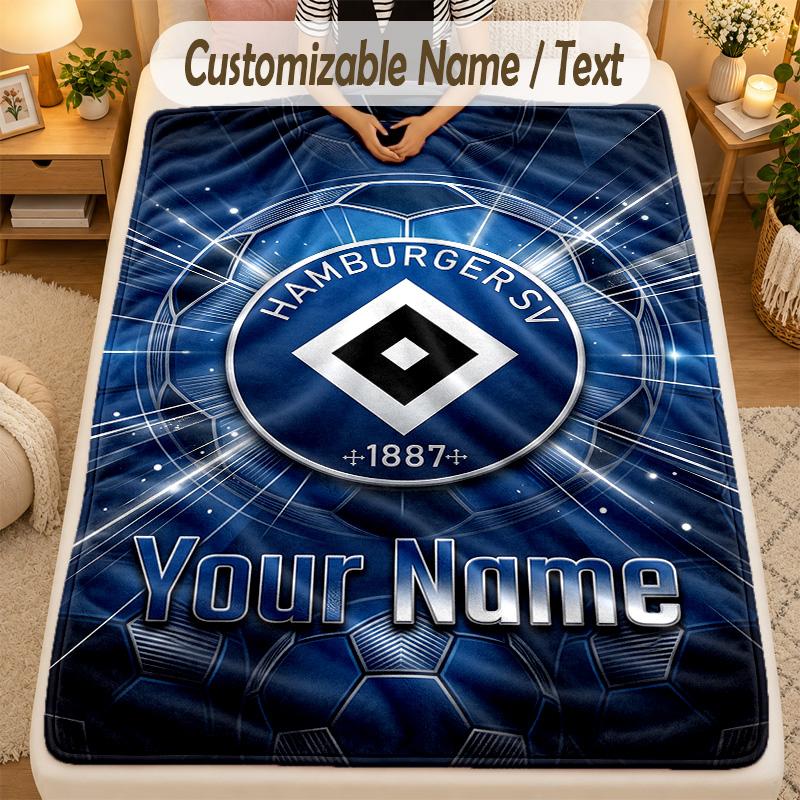 Flannel BlanketHamburger SV Custom Name Text Personalized Soft Warm Throw Blanket Home Decor Gift