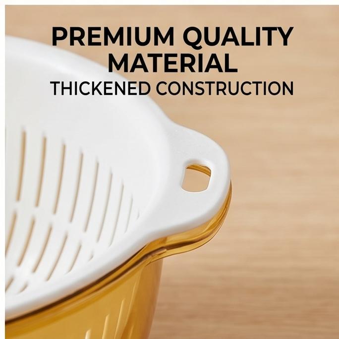 Double Layer Drain Basket Reusable Kitchen Food Washing Strainer Bowl For Fruit Vegetable Snack Storage Multi Color