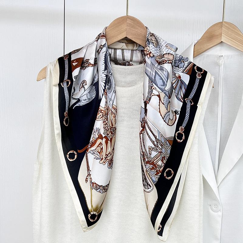 Wiosenno-jesienny cienki szal dla kobiet literackich Elegancki szal Szalik Premium Jedwabny szal Jedwabny szal Kobiety