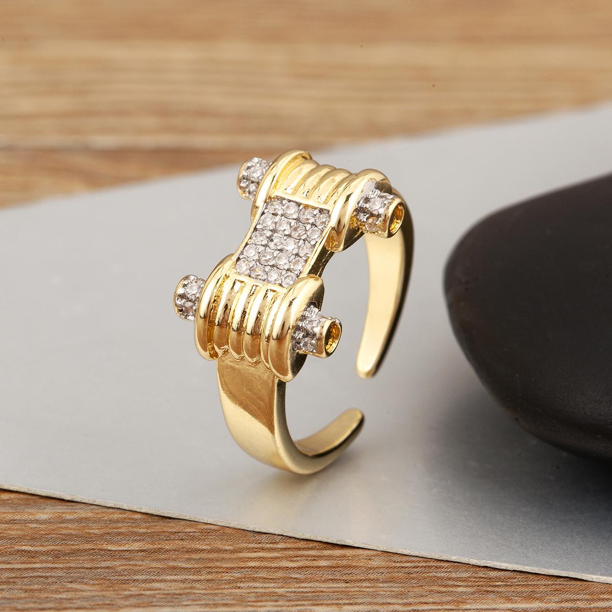 

Nidin New Trendy Geometric Open Adjustable Ring 4 Styles For Female Male Copper Zircon Hip-Hop Finger Jewelry Gift Wholesale resizable