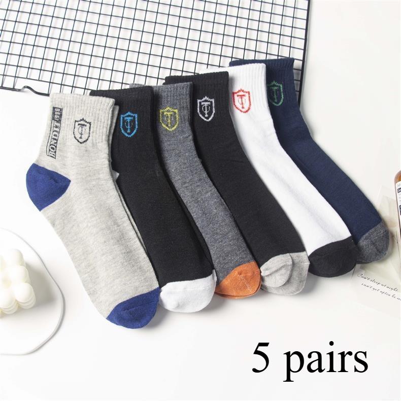 

5 пар женских носков, впитывающих пот и дезодорирующих, женские повседневные носки средней длины, носки с принтом в виде щита, спортивные носки one size