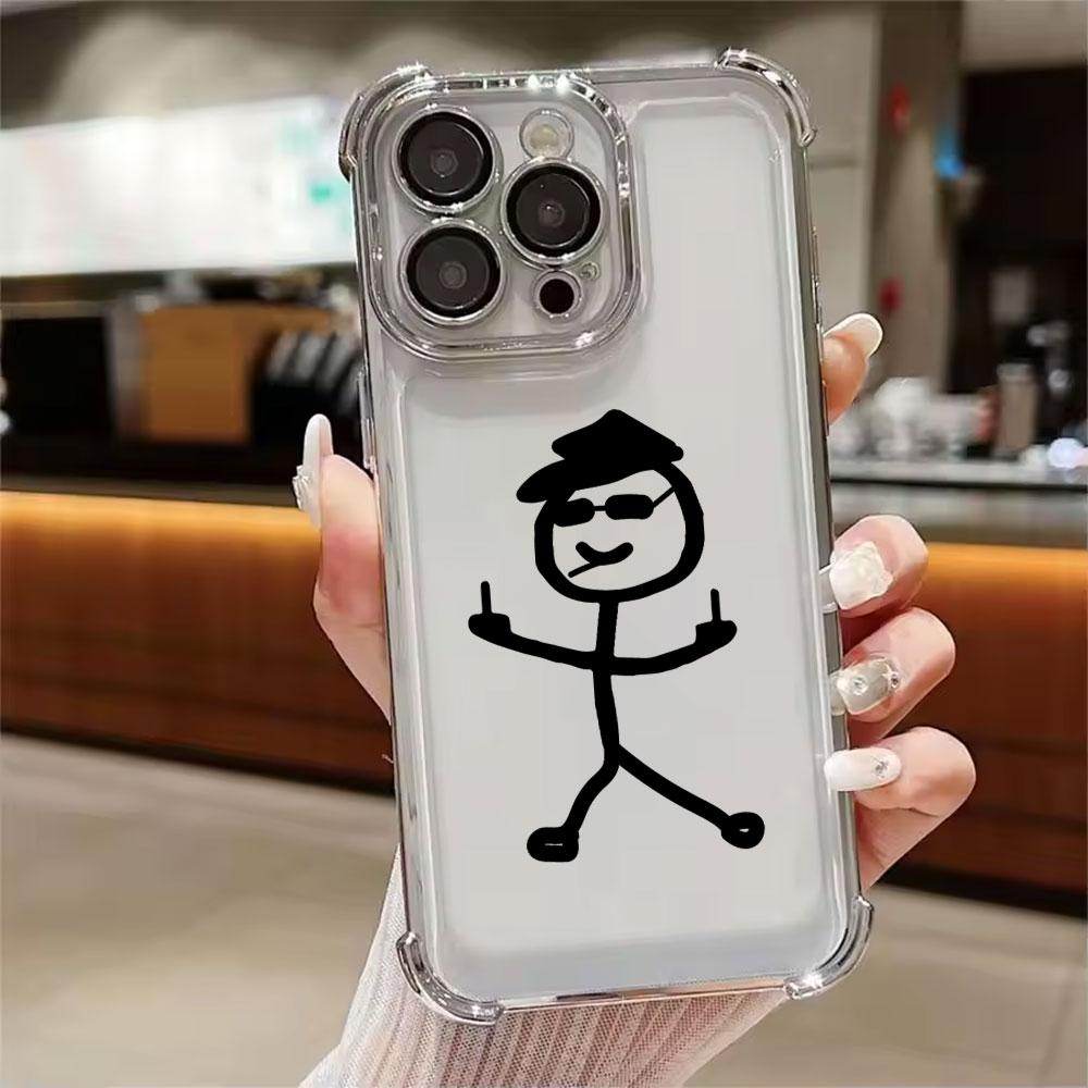 Stickman Cool Middle Finger Cute Man Phone Case For Xiaomi 15T 14T 13 Pro 15 F8 Ultra Poco X7 F7 Pro 5G X5 X6 F5 M7 Clear Cover
